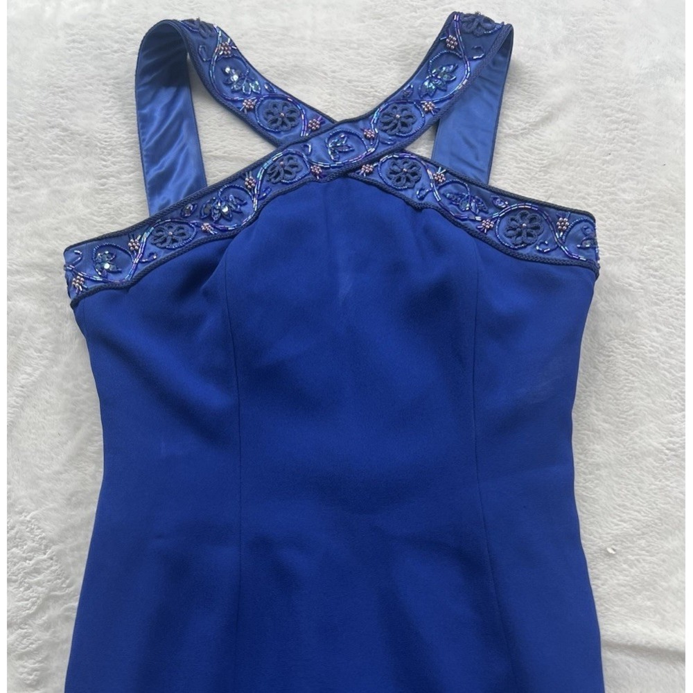 Vintage Rimini‎ Saks Fifth Avenue Blue Beaded Accent Dress Size 4 EUC
